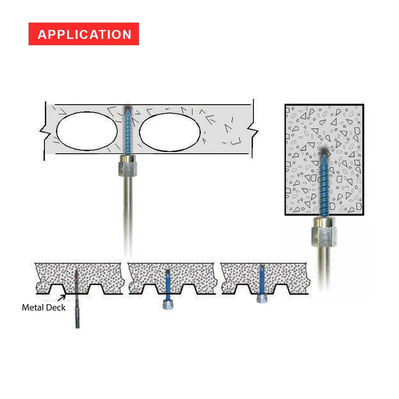 Everflow 8060925-25 1/2" Screw Vertically Threaded Rod Anchor Designed for Concrete Structure, Steel, Zinc Finish, 5/16 x 1-3/4" Screw Length (25 Pack) - Image 4